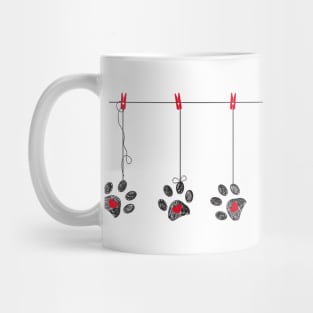 Black hearts with red hearts paw prints. Happy Valentine's day Mug